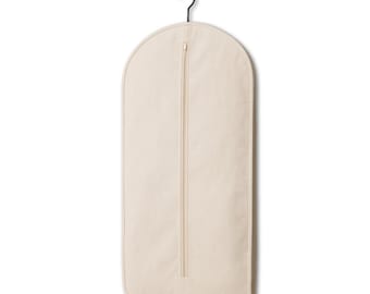 Capa protetora para roupas Natural com zíper | Protetor de roupas de viagem bege | Capa para terno para fácil armazenamento