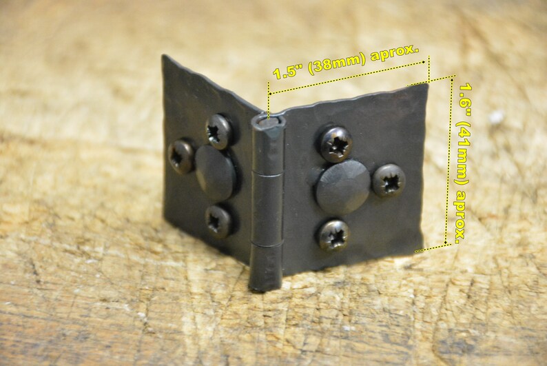 Set 2 Or 4 Iron Cabinet Door Hinges Gothic Large Hinge Hand Forged Wrought Metal Hardware Chest Trunk Box Hammered Furniture