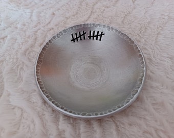 10 tally marks | 4'' Handmade Aluminum Bowl | Brushed | Traditional GIFT | 10th Wedding or Dating Anniversary | Meaningful Piece