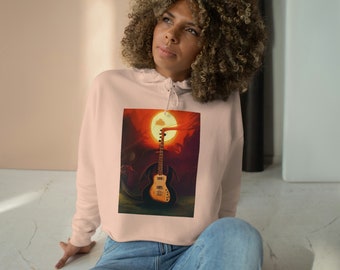 Crop Hoodie - Guitar Print
