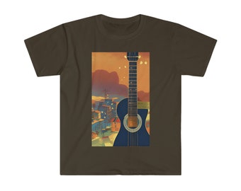 Unisex Softstyle T-Shirt - Artistic Guitar Print