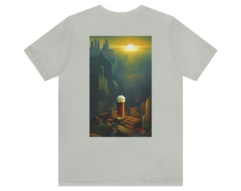 Unisex Jersey Short Sleeve Graphic Tee - Evening Ale Print on Back