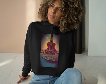 Crop Hoodie - Guitar Print