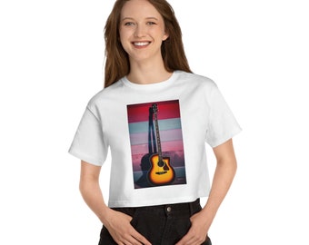 Champion Women's Heritage Cropped T-Shirt - Guitar Print
