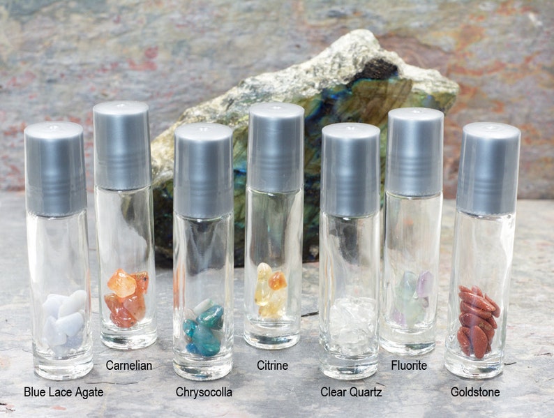 Crystal Gemstone Roller Bottles Roller Bottle With Gemstone Etsy