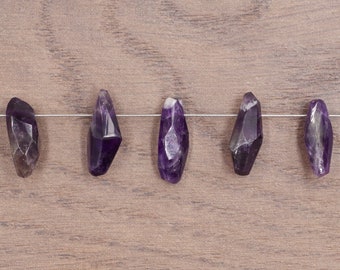 Faceted Amethyst Freeform Focal Pendant | Side Drilled Amethyst Pendant | Polished Amethyst Points | Purple Amethyst Crystal Necklace