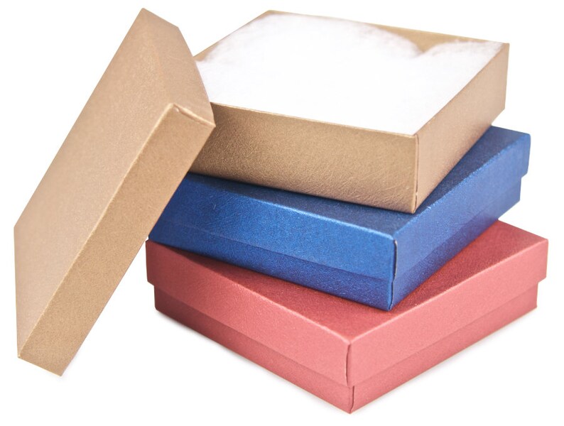 3.5 x 3.5 x 1 Jewelry Gift Box Bracelet Gift Box 3 Three The Jewel Tones Small Gift Boxes with cotton filler Earring Gift Box