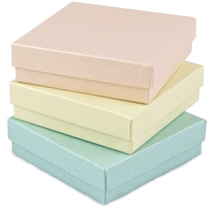 Three (3) Small Gift Boxes with cotton pad filler | The Pastels - 3.5&quot; x 3.5&quot; x 1&quot; | Bracelet Box | Earring Gift Box | Small Gift Box