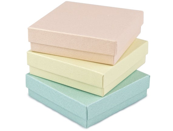 Three (3) Small Gift Boxes with cotton pad filler | The Pastels - 3.5" x 3.5" x 1" | Bracelet Box | Earring Gift Box | Small Gift Box