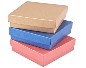 Three (3) Small Gift Boxes with cotton pad filler | The Jewel Tones - 3.5" x 3.5" x 1" | Small Gift Box | Earring Box | Jewelry Gift Box