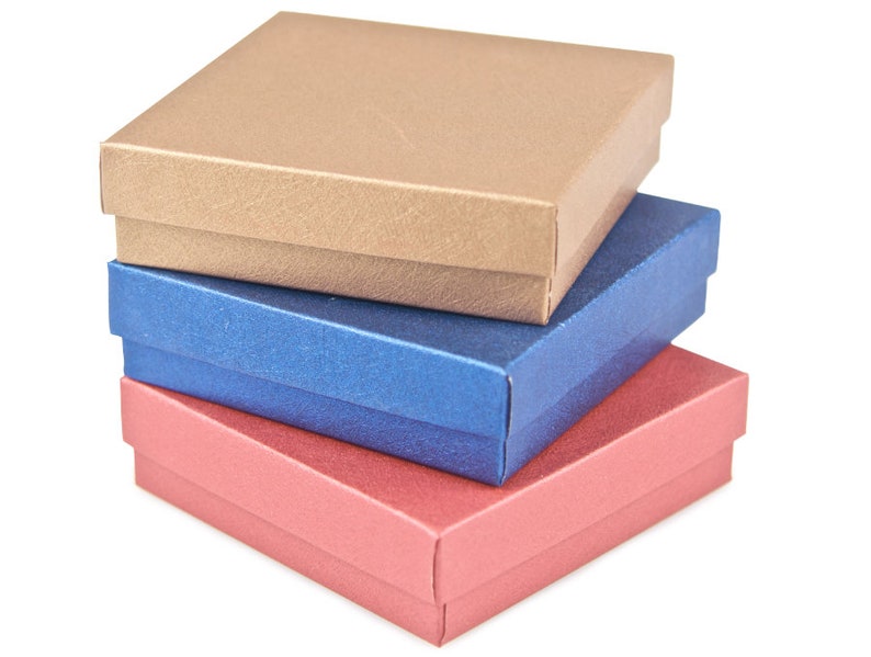 3.5 x 3.5 x 1 Jewelry Gift Box Bracelet Gift Box 3 Three The Jewel Tones Small Gift Boxes with cotton filler Earring Gift Box