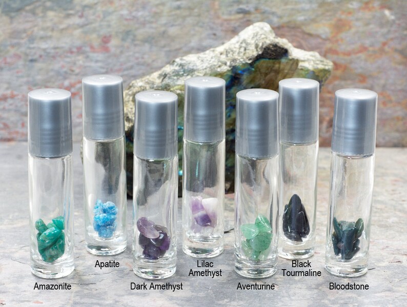 Crystal Gemstone Roller Bottles Roller Bottle With Gemstone Etsy