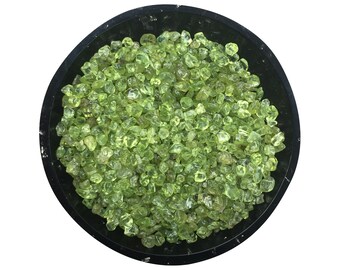 Peridot Grade A Tiny Crystal Chips - Size 0 | Mini Peridot Chip Stones | Roller Bottle Crystals | Gemstone Chips | Orgonite Supplies