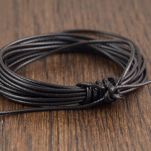 Black Korean Wax Cord - 1 mm or 1.5 mm thick - Your choice of 3 or 6 Yards | Great for Sliding Knot Bracelets and Necklaces