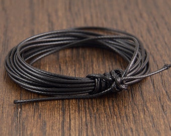 Cordón de cera negro coreano - 1 mm o 1,5 mm de grosor - Su elección de 3 o 6 yardas / Ideal para pulseras y collares con nudo deslizante