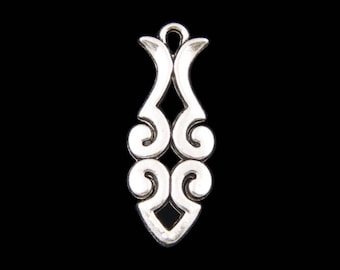 Pewter Vertical Charm Pendant - Set of 6