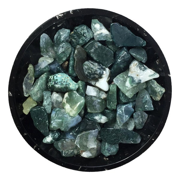 Moss Agate Mini Tumbled Rough Crystal Chips | Mini Moss Agate Chip Stones | Gemstone Chips | Orgonite Supplies