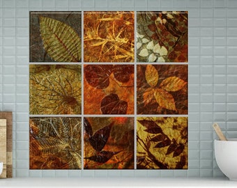 Tile Mural Rustic Tree Leaves Design Tile Mural 12.75x12.75 Or 18x18 Backsplash Kitchen Mural Bathroom Tile Mural Ceramic Tile Mural
