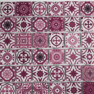 Pink Mix Medallions Moroccan Tile Backsplash Patchwork Tile Mosaic ...