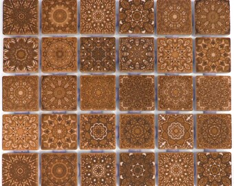 Copper Rust Mixed Mandala Boho Moroccan Tile Medallions Mosaic Tile Backsplash - Bathroom Tile - Patterned Ceramic Tile Backsplash -