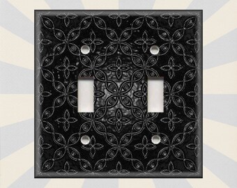 Dark Grey Black Pattern Home Decor Switch Plates - Metal Light Switch Cover - Triple Toggle Double Toggle Outlet Covers - Free Shipping