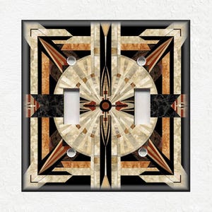 Black And Copper Art Deco Design Metal Light Switch Covers And Outlet Covers - Decorative Wallplates - Unique Art Deco Home Decor
