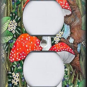 Mushroom Switch Plate Cover - Mushroom Decor - Mushroom Home Decor - Metal Light Switch Plate Covers And Outlet Covers - Home Decor Outlet Cover