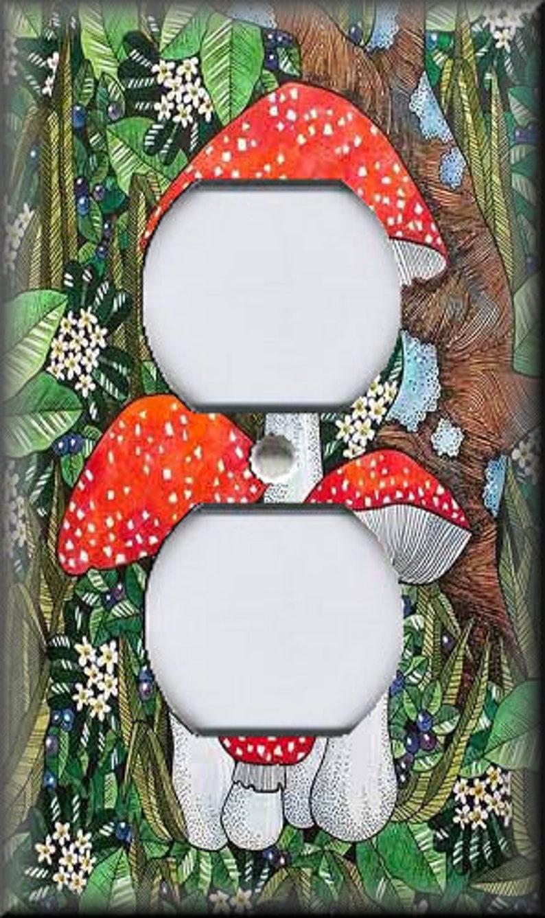Mushroom Switch Plate Cover - Mushroom Decor - Mushroom Home Decor - Metal Light Switch Plate Covers And Outlet Covers - Home Decor Outlet Cover