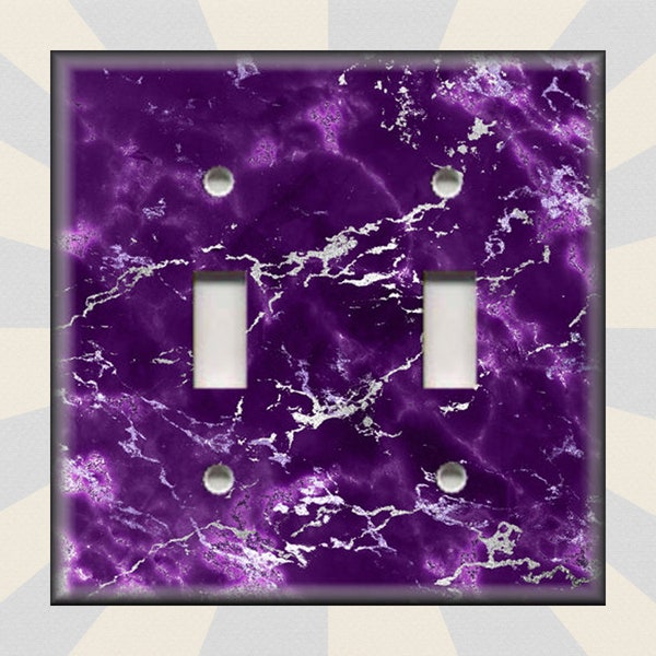 Marble Design Home Decor Purple Silver - Metal Light Switch Plate Covers - Switch Plates And Outlet Covers Triples - Free Shipping