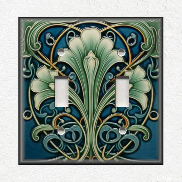 Vintage Art Nouveau Design Metal Light Switch Plate Covers And Outlet Covers - Antique Design Home Decor - Art Nouveau Home Decor