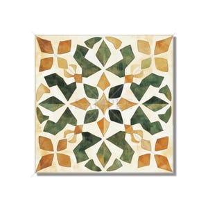 Green Tan Beige Ceramic Tile - Vintage Moroccan Tile Design - Kitchen Backsplash Tile - Bathroom Wall Tile - Decorative Patterned Tile