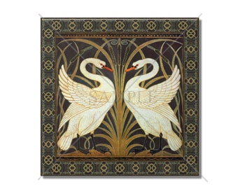 Art Nouveau Swans Ceramic Tile Vintage Swan Design Tile Kitchen Backsplash Tile Ceramic Bathroom Wall Tiles Vintage Fireplace Swan Tile