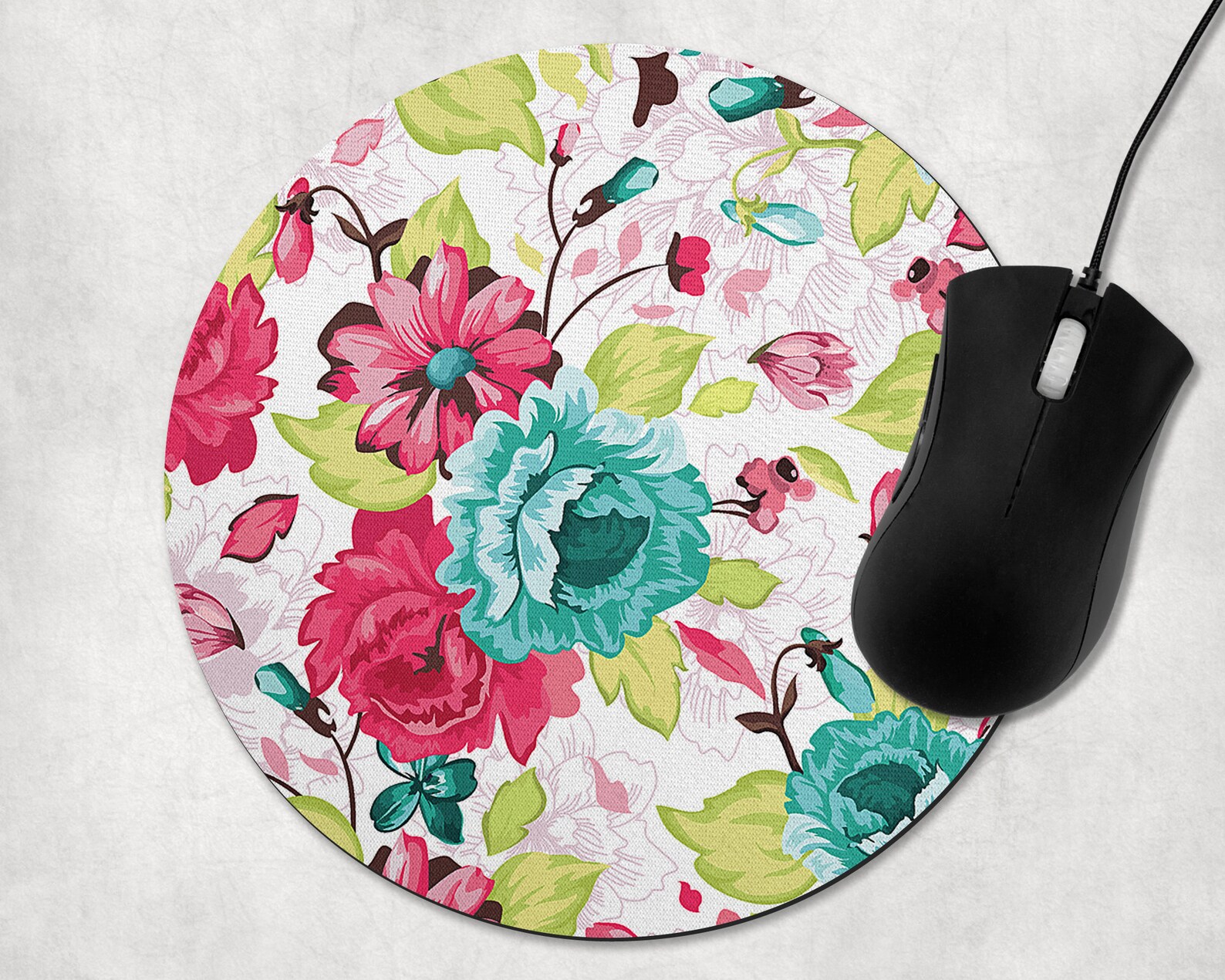 Mouse Pad Floral Bright Flowers Design Home Decor Computer Etsy