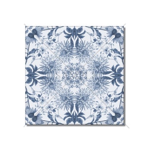 Vintage Botanical Floral Ceramic Tile - Blue Gray Ceramic Tile - Kitchen Backsplash Tile - Ceramic Bathroom Wall Tiles Floral Patterned Tile