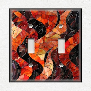 Red Stained Glass Mosaic Design - Metal Switch Plate Covers And Outlet Covers Unique Light Switch Plate Covers Outlet Covers Wall Plates