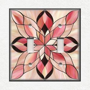 Stained Glass Design Home Decor Decorative Metal Light Switch Plate Cover Pink Vintage Art Nouveau Switch Plates And Outlets - Free Shipping