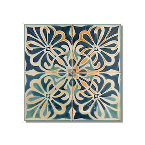 Blue Green Beige Backsplash Tile Vintage Moroccan Tile Design Kitchen Unique Ceramic Accent Tile Patterned Tile Bathroom Tile Kitchen Tile