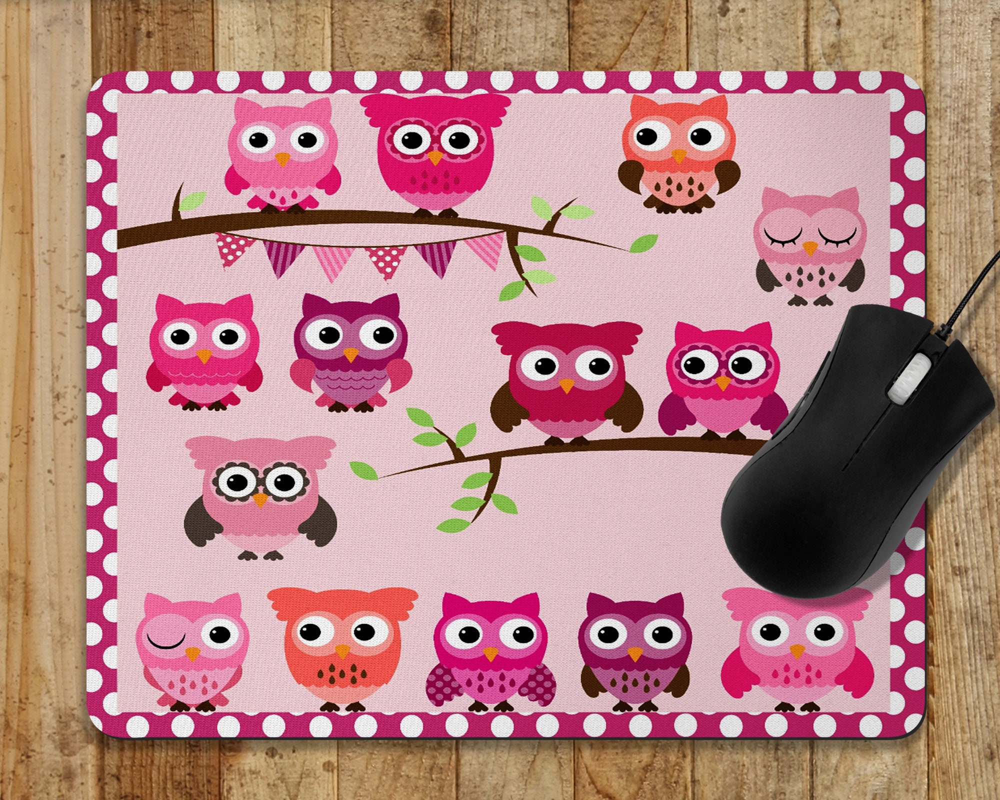 Mouse Pad Cute Owls Design Computer Mouse Pad Rectangle Home Etsy