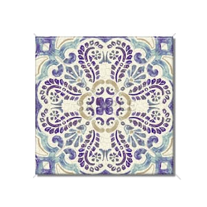 Purple And Blue Patterned Ceramic Tile - Multi Colored Vintage Design Ceramic Kitchen Backsplash Tile - Ceramic Bathroom Wall Tiles
