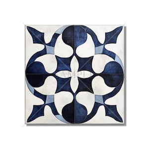 Dark Blue Ceramic Tile - Vintage Moroccan Tile Design - Navy Blue Kitchen Backsplash Tile - Blue Bathroom Wall Tile - Blue Fireplace Tile