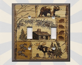 Rustic Bear Moose Cabin Decor Lodge Decor Bear Decor Moose Decor Metal Light Switch Plate Cover - Wallplates Outlets Rocker - Home Decor
