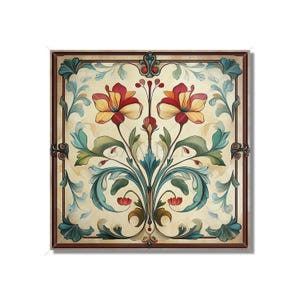 Vintage Art Nouveau Design Ceramic Tile Art Nouveau Kitchen Accent Backsplash Floral Patterned Tile Art Nouveau Bathroom Tile Home Decor