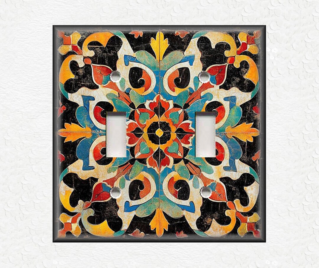 Multi Colored Antique Design Metal Light Switch Plate Covers and Outlet ...