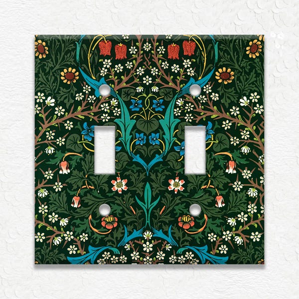 William Morris Art Nouveau Decor - Vintage Art Nouveau Home Decor - Green Metal Light Switch Plate Covers And Outlet Covers - Wall Plates