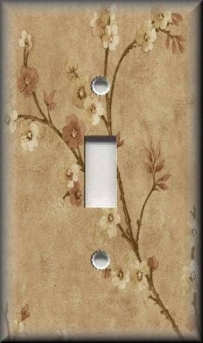 Metal Light Switch Plate Cover Asian Home Decor Vintage Cherry Blossom Branches 