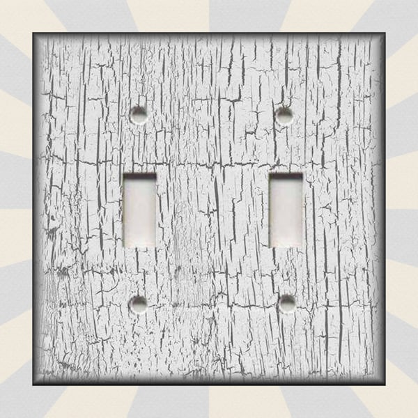 Aged Antique Crackle Paint Design Light Grey Farmhouse Decor - Metal Light Switch Plate Cover - Switch Plates Outlet Covers - Free Shipping