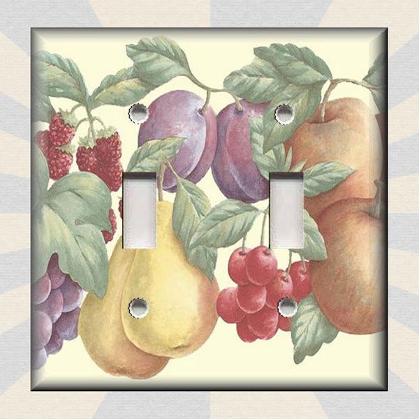 Kitchen Fruit Decor - Metal Light Switch Plate Cover - Colorful Fruit Pears Cherries Kitchen Decor Wallplates Outlets Rocker - Free Shipping