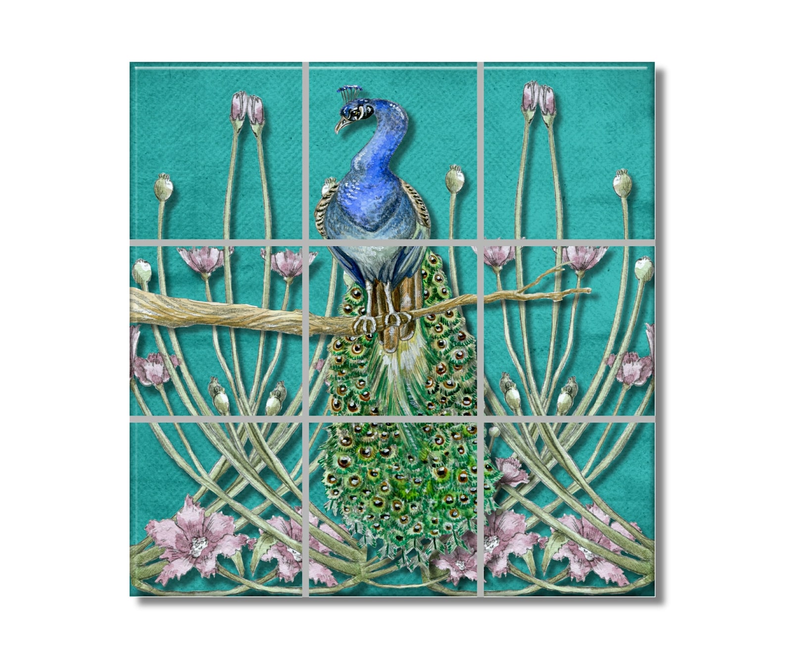 Ceramic Tile Mural Tile Mural Peacock Art Design Tile Mural Etsy