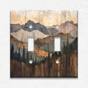 Mountain Design Home Decor Wood Design  - Metal Light Switch Cover - Switch Plate Covers And Outlet Covers - Luna Gallery - Home Decor