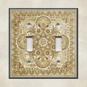 Italian Tile Pattern Switch Plates And Outlet Covers - Metal Light Switch Plate Cover - Italian Home Decor - Rustic Decor - Free Shipping